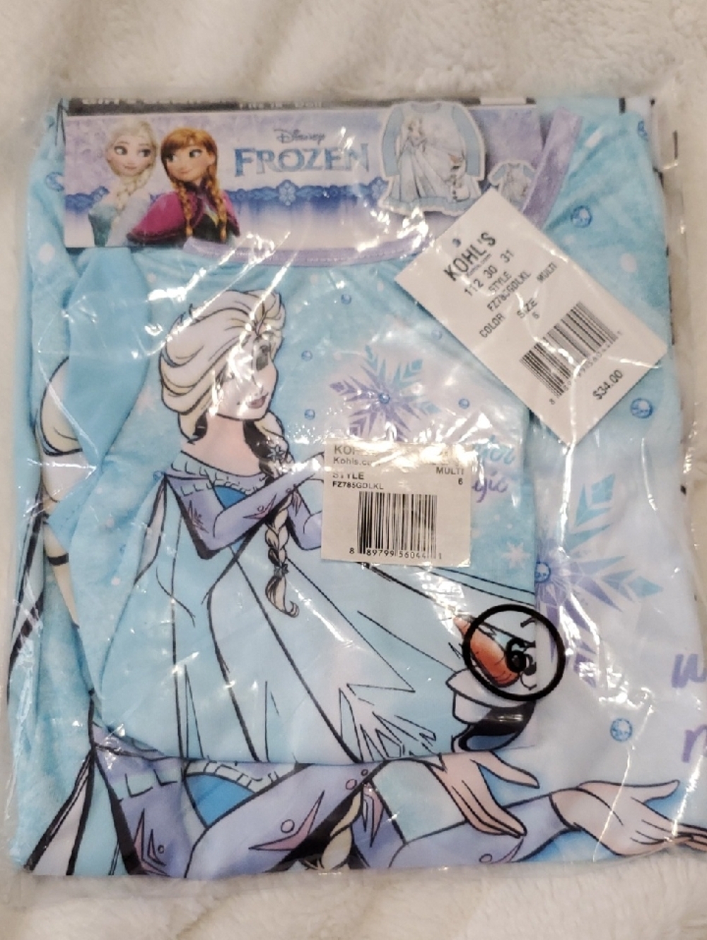 Disney Frozen Elsa Kids Pajama Set - Light Blue With Matching Doll Gown
